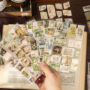 Pegatinas con Estampado Dorado <span class=keywords><strong>de</strong></span> Sunset Post Office, Pegatinas Decorativas <span class=keywords><strong>de</strong></span> Papel Quemado con Diseño Floral y Mariposas Estilo Retro INS - Product Image 1