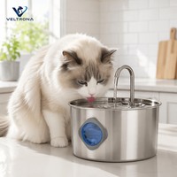 Bebedero para Mascotas VELTRONA de 2.2L, Acero Inoxidable 304, para Perros y Gatos, con Circulación Automática y Diseño Desmontable