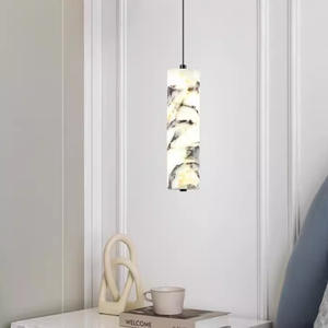 Lustre en albâtre avec pendentifs à longue bande de chevet en marbre pour chambre à coucher moderne - Product Image 3