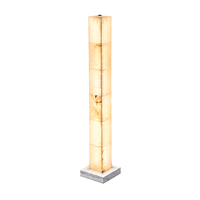 Lampu Lantai Batu Alabaster Wabi Sabi Bentuk Pilar Persegi Lampu LED Alas Marmer Lampu Lantai Ruang Tamu
