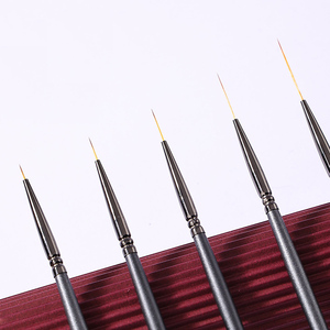 Pinceau à ongles à manche en bois gris 6mm-24mm pour dessin de lignes fines et peinture, idéal pour les travaux de précision en nail art - Product Image 3