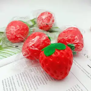 Stress Relief Tofu Ball TPR Soft Toy Artificial Food Strawberry Squishy Stress Ball Anti Stress Squishy Toy Squeeze Squishy Toy
