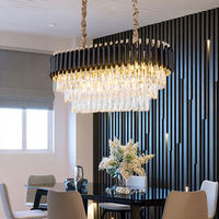 Lustre moderne de luxe personnalisé en cristal, design multi-cercles, hauteur réglable, luminaires suspendus pour la maison