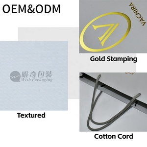 Cao cấp màu xám túi giấy với ngọc trai dập nổi kết cấu tùy chỉnh in Matte nhiều lớp bề mặt lá vàng dập và nylon xử lý - Product Image 4