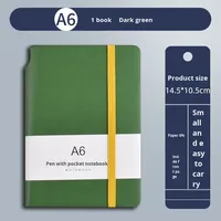 Einfaches, kleines Notizbuch aus Kunstleder mit Klebebindung, tragbar, für Geschäftsleute, neu, A7, mit Stifthalter, 100 Blatt bedruckt