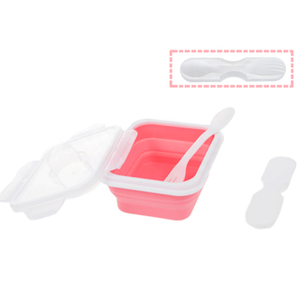 Household Eco Friendly Portable Foldable Silicone Bento Lunch <b>Box</b> With Spoon Silicone Food Bowl Food Storage <b>Container</b> <b>Box</b> - Product Image 3