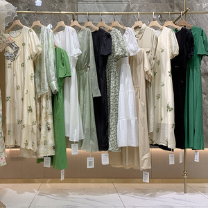 Liquidación Final: Vestidos de Diseñador de Alta Gama para Mujer, Ropa de Guangzhou Thirteen Lines, Descuento por Exceso de Inventario, Vestidos <span class=keywords><strong>Midi</strong></span> Lisos Teñidos - Product Image 4
