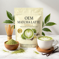 Poudre instantanée de latte matcha à la vanille premium, antioxydante, 150 g, 15 portions, saveur naturelle, mélange de boisson conçu par des baristas, OEM