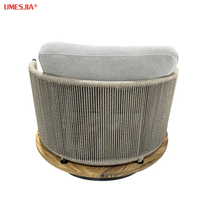 Poltrona luce diurna mobili da esterno in Teak Base lo schienale presenta corde intrecciate e può ruotare - Product Image 4