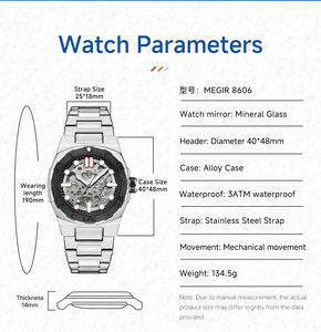 Hot Sale New MEGIR 8606 Fashion Automatic Mechanical Men Watch Stainless Steel Sport Watches <b>Waterproof</b> Luminous <b>Wristwatch</b> 2025 - Product Image 6