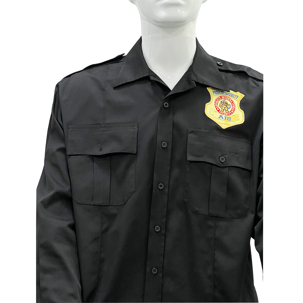 Uniforme de seguridad Dark 65% polyester 35% cotton fade shrink stain wrinkle short sleeve Dark Security Uniform Shirts
