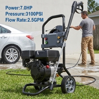 Nettoyeur haute pression industriel à essence 2,5 GPM, nettoyeurs professionnels, 7,0 HP, machine de lavage de voitures robuste, 3100 PSI