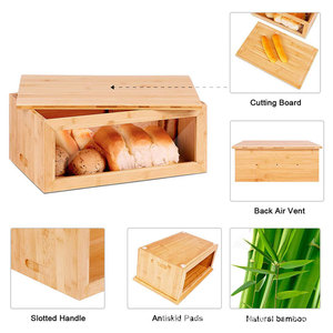 Caja de pan de bambú con tapa, caja de madera para almacenamiento en la encimera de la cocina, para organizar alimentos de panadería, color madera natural - Product Image 4