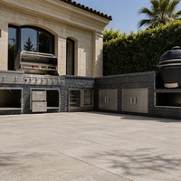 Îlot de cuisine extérieur en acier inoxydable, barbecue modulaire, four à pizza intégré, évier, rangement pour jardin, villa, maison