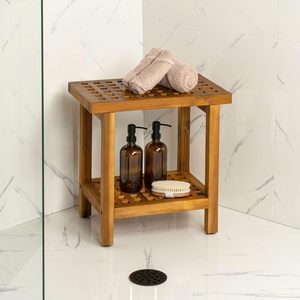 Sgabello da Doccia JONATHAN Y <span class=keywords><strong>Armin</strong></span> in Legno di Acacia da 18 Pollici con Ripiano Portaoggetti, Impermeabile, Capacità 350 Libbre, Finitura Moderna-Classica - Product Image 2