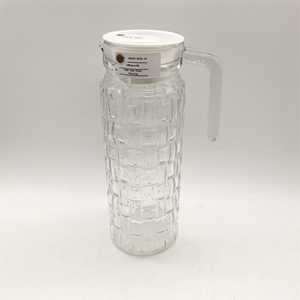 เหยือกแก้ว1L ใสทรงตารางหมากรุกสีขาวฝา LFGB มาตรฐานอาหารปลอดภัยสไตล์อเมริกันตั้งแคมป์กาต้มน้ำชา - Product Image 4