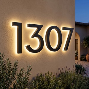 Targa Illuminata a LED per Numero <span class=keywords><strong>Civico</strong></span> Zhilin, Insegna in Metallo per Esterni, Numero <span class=keywords><strong>Civico</strong></span> Luminoso per Casa e Giardino, IP65 CE RoHS - Product Image 1