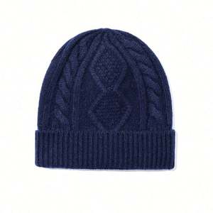 Gorro de Lana Merino Pura para Hombre, Tejido en Cachemira, Otoño Invierno, Jacquard, Bordado 3D, Nuevo Gorro de Lana Tejida Cálido - Product Image 6