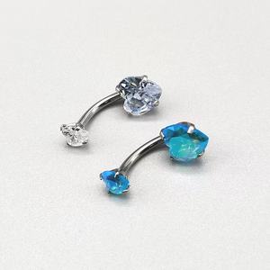 Anneau de nombril en acier inoxydable avec cristal CZ |   Bijoux pour piercing du nombril |   Barre de musculation suspendue pour femmes - Product Image 4