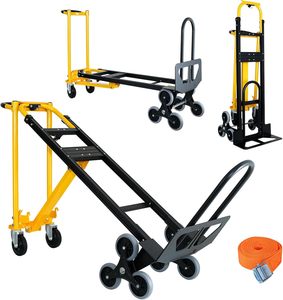 Carretilla de Mano Industrial Resistente Convertible <span class=keywords><strong>3</strong></span> en <span class=keywords><strong>1</strong></span>, Carretilla de Aluminio para Subir Escaleras con Ruedas de Goma - Product Image 1