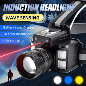 Lampe frontale LED 30W à <span class=keywords><strong>longue</strong></span> <span class=keywords><strong>portée</strong></span> avec capteur, chargement Type-C, batterie intégrée 5000 mAh, 2000 lumens, <span class=keywords><strong>mini</strong></span> <span class=keywords><strong>phare</strong></span> avec lumière rouge et bleue - Product Image 2