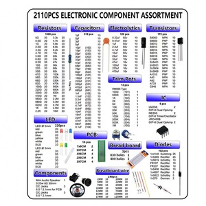 Kit de Componentes Electrónicos Mega de 2110 Piezas, Incluye Surtido + Condensadores + Resistencias + LED + Transistores + Conectores DC + PCB + Amplificador Operacional - Product Image 3
