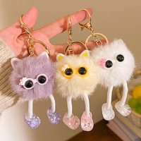 Porte-clés en fausse fourrure de lapin, peluche, pompon, jouet, breloque de sac, cadeau pour femmes et filles, vente en gros