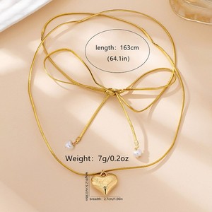 Collana Choker Bohémien Fatta a Mano con Nodo in Filo Cerato, Cuore e Perla per <span class=keywords><strong>Donna</strong></span>, Gioielli Regalo - Product Image 6
