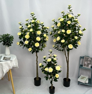 Chậu cây nhân tạo cây hoa trà cây hoa cây bonsai thường xanh màu Hồng Sâm banh 90cm hoa Trà Cây - Product Image 2