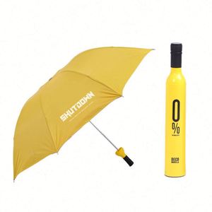 Regalos Promocionales Empresariales, Paraguas Plegable de 3 Secciones con Forma de Botella de Vino, con Logotipo Personalizado para Adultos - Product Image 4
