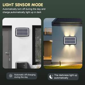 Lampe murale solaire LED carrée extérieure étanche en gros, lumière E27, pour jardin, cour, villa, ambiance décorative, en acier inoxydable - Product Image 3