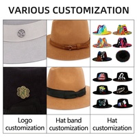 Chapeau Fedora Unisexe à Bord Large Plat de 9,5 cm en Polyester/Coton Imprimé Numérique avec Ruban et Accessoire Corde, Adapté aux Quatre Saisons