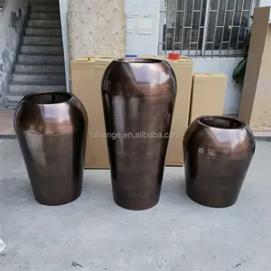 Hiện Đại Sang Trọng Brass Trồng 8 Inch Vàng Lớn Trồng Chậu Với Kim Loại Đứng, Chậu Hoa Phòng Khách Trang Trí