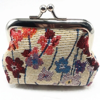Grosir tas penyimpanan lipstik kecil Jacquard tas perubahan Hadiah dompet koin Hasp bunga kanvas Vintage