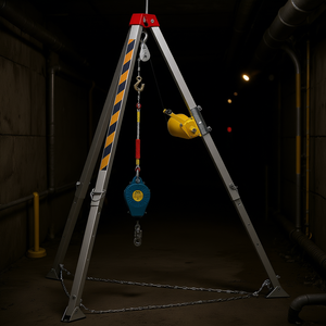 Kit de Trípode de Rescate para Espacios Confinados, Patas de 7', Cable de Acero de 98 Pies, Cabrestante de 1200 Libras, Construcción de Aluminio - Product Image 2
