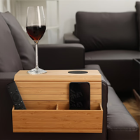 Faltbares Bambus-Sofa-Armlehnen-Tablett, rutschfest, faltbare Couch-Armlehne mit Stauraum, Holz-Armlehnen-Tablett für Sofa