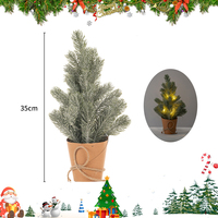 Haute Qualité 14 Pouces Artificielle Mini Arbre De Noël LED Lumières De Bureau Pin Arbre De Noël Toile De Jute Base Figurine De Noël Jouet 35cm