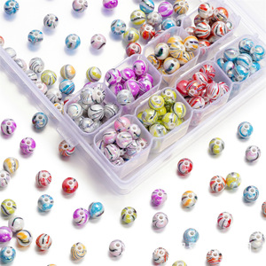 ลูกปัดอะคริลิคพิมพ์ลายสี ขนาด 8 มม. รูตรง สำหรับทำเครื่องประดับ DIY อุปกรณ์งานฝีมือสำหรับเด็ก - Product Image 3