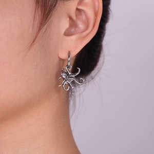 Pendientes <span class=keywords><strong>de</strong></span> Acero Inoxidable con Forma <span class=keywords><strong>de</strong></span> Calamar, Estilo Punk Rock Hip Hop Negro, <span class=keywords><strong>Precio</strong></span> al por Mayor, Joyería <span class=keywords><strong>de</strong></span> Moda - Product Image 4