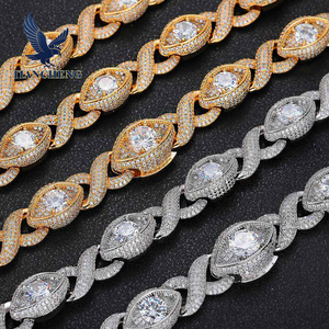 Collar de Hombre Personalizado con Cadena Cubana de 15 mm, Estilo Hip Hop, con Incrustaciones de Circonita, 8 <span class=keywords><strong>Palabras</strong></span>, Envío Gratuito - Product Image 2