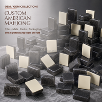 Set Mahjong Amerika Social Club Graphite Weave untuk 4 Pemain dengan Rak, Penggeser, Alas, dan Kotak, Termasuk Pilihan Program Keanggotaan