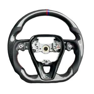 Volant en fibre de carbone avec affichage LED, style sport, 4 branches, cuir perforé blanc, pour Camry/<span class=keywords><strong>Venza</strong></span>/Harrier - Product Image 1