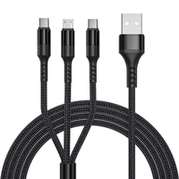 Vente chaude de haute qualité 2023 en Stock en gros 3 en 1 câble de charge rapide câble de charge rapide Micro USB