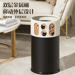 Cylindrical Metal Trash Can 12L Above Big Size Indoor Use For Bedroom Living Room - Product Image 2