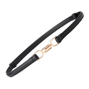 Sabuk kulit PU kurus wanita, ikat pinggang kulit PU dapat disesuaikan gaya kasual Retro untuk anak perempuan - Product Image 1