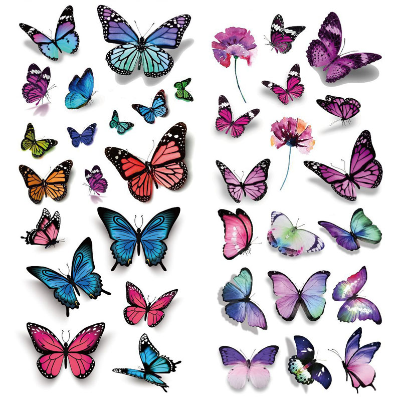 3D водостойкая тату-наклейка, цветная боди-арт, Бабочка, временная тату-наклейка