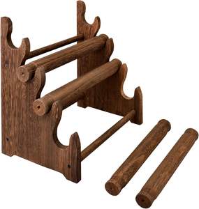 Support de présentation de bijoux en bois antique Ikee Design à 4 niveaux, durable, léger, avec barres amovibles pour bracelets, brun, 12x9x14, fabriqué en Chine - Product Image 6