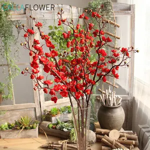 Beautiful Long Stem Peach Cherry Plum Blossom Artificial Flower Home Wedding Party Decorative Flowers Wreaths Natural Touch
