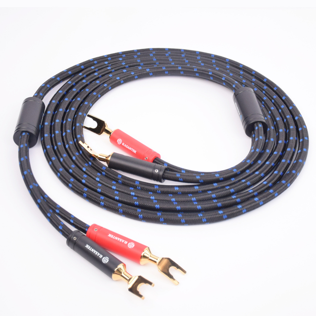 RASANTEK Hi-End Gold Silver Plated HIFI Speaker Wire (1-5M) POM Shell & Spade Plug for DVD Player & Audiophile DIY Projects