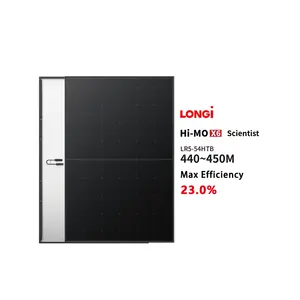 Longi Panneaux Solaires Photovoltaic Panels 450w 440w 108 Cells Full Black Best Solar Panels Highest Efficiency In The World